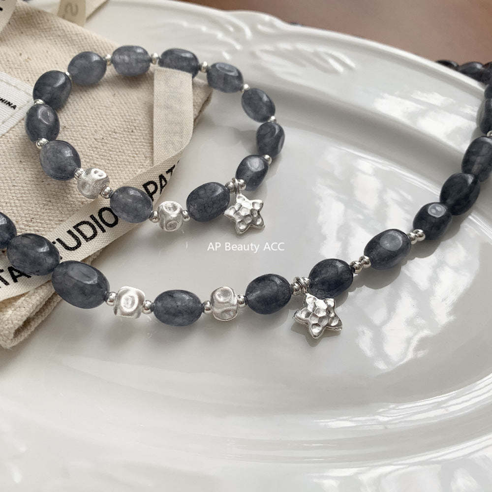 A관 - 별 펜던트 칼세도니 비즈 925 실버 팔찌 목걸이 [1530] 25.11-3