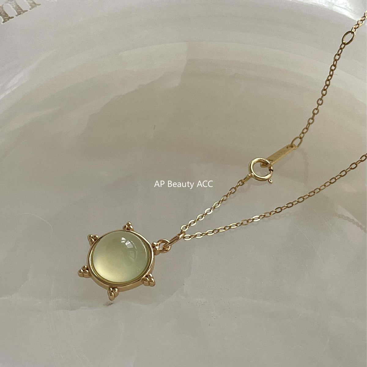 F관 - 925 실버 연두색 크리스탈 목걸이 [B1361] 25.05-5