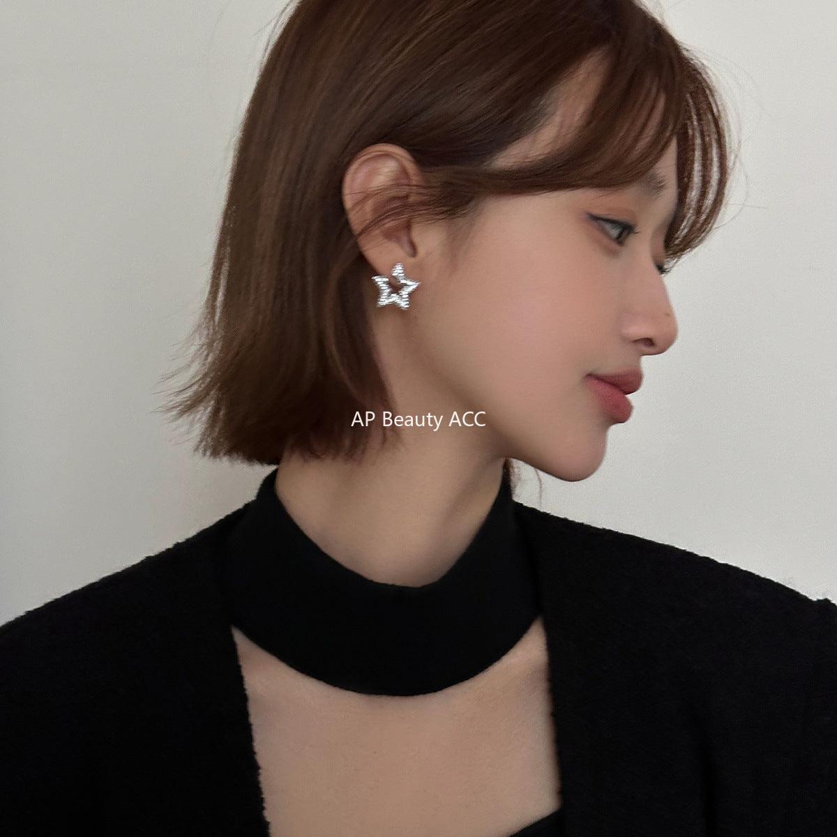 A관 - 925 은침 오각별 풀 큐빅 귀걸이 [EH-2750] 24.03-5