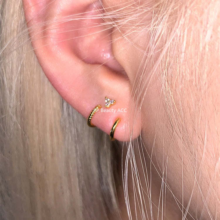 A관 - 삼각 갈고리 모양 큐빅 925 은침 귀걸이 [EH-4289] 25.12-1