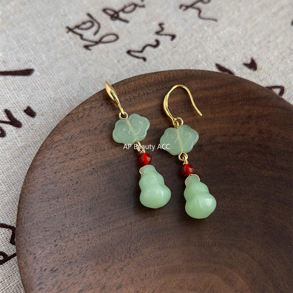 C관 - 14K 도금 복고풍 기하학적 클로버 핸드메이드 귀걸이 [4085] 24.05-3