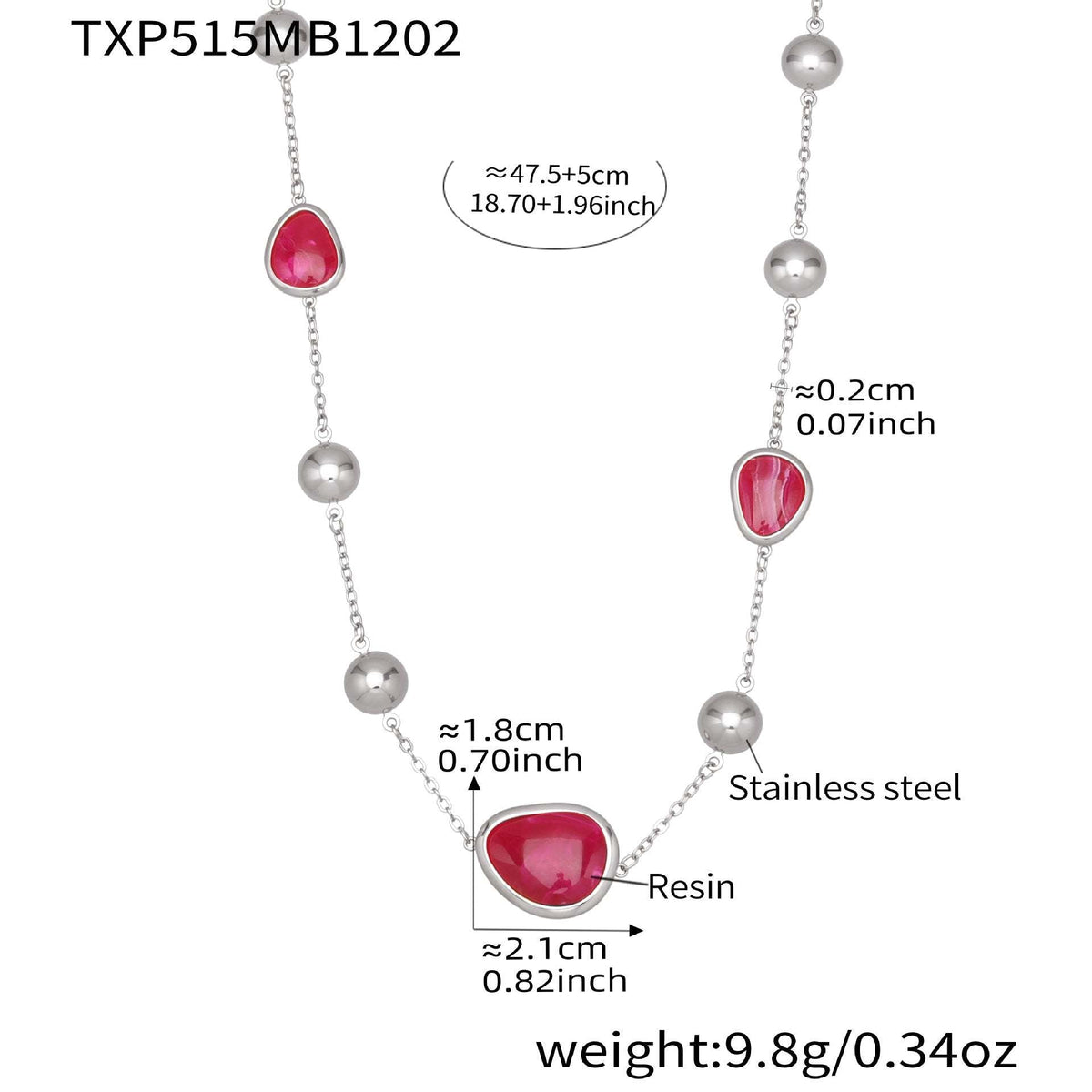 D관 - 컬러 레진 큐빅 하트 18K 도금 스테인리스 스틸 목걸이 팔찌 [TXP515] 25.12-2