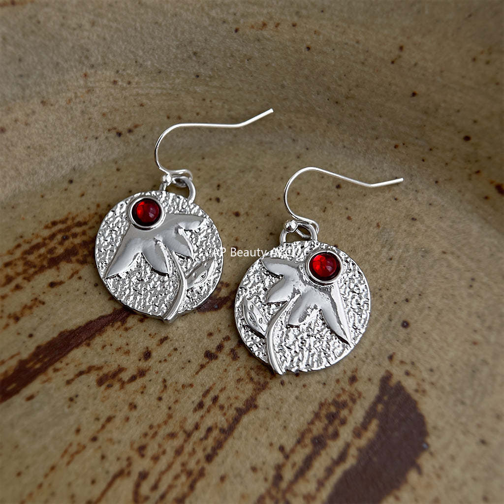 C관 - 풀잎 디자인 원형 레진 후크 귀걸이 [7115] 25.11-3