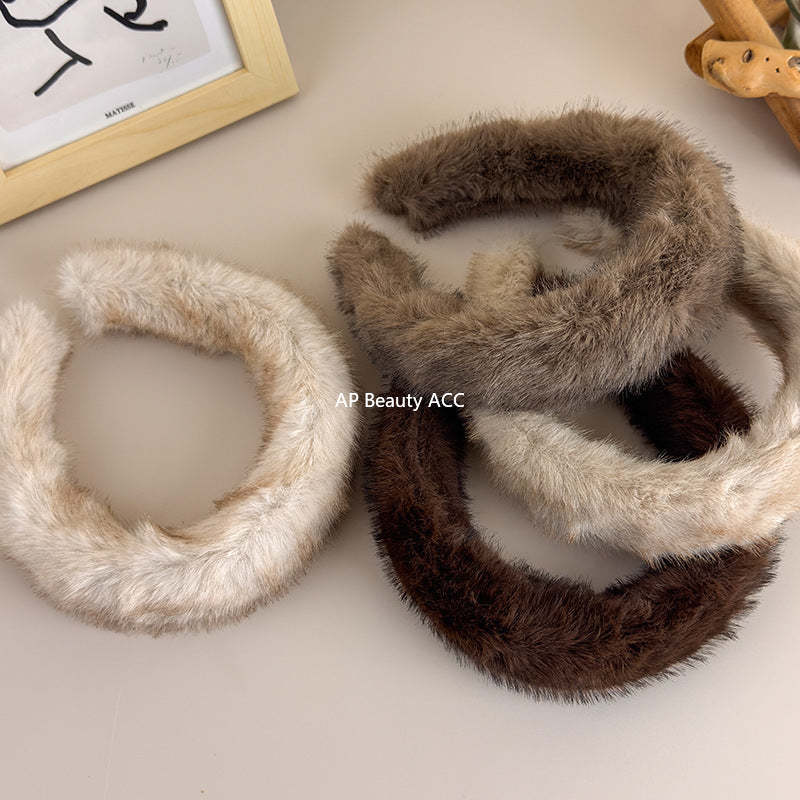 E관 - 인조 밍크 퍼 소재 볼륨 머리띠 [24297] 25.11-1