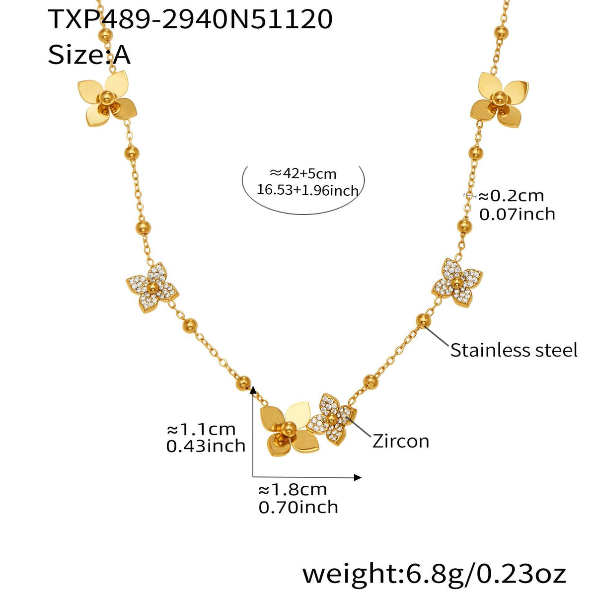 D관 - 스테인리스 스틸 큐빅 플라워 펜던트 목걸이 반지 [TXP489] 25.11-4