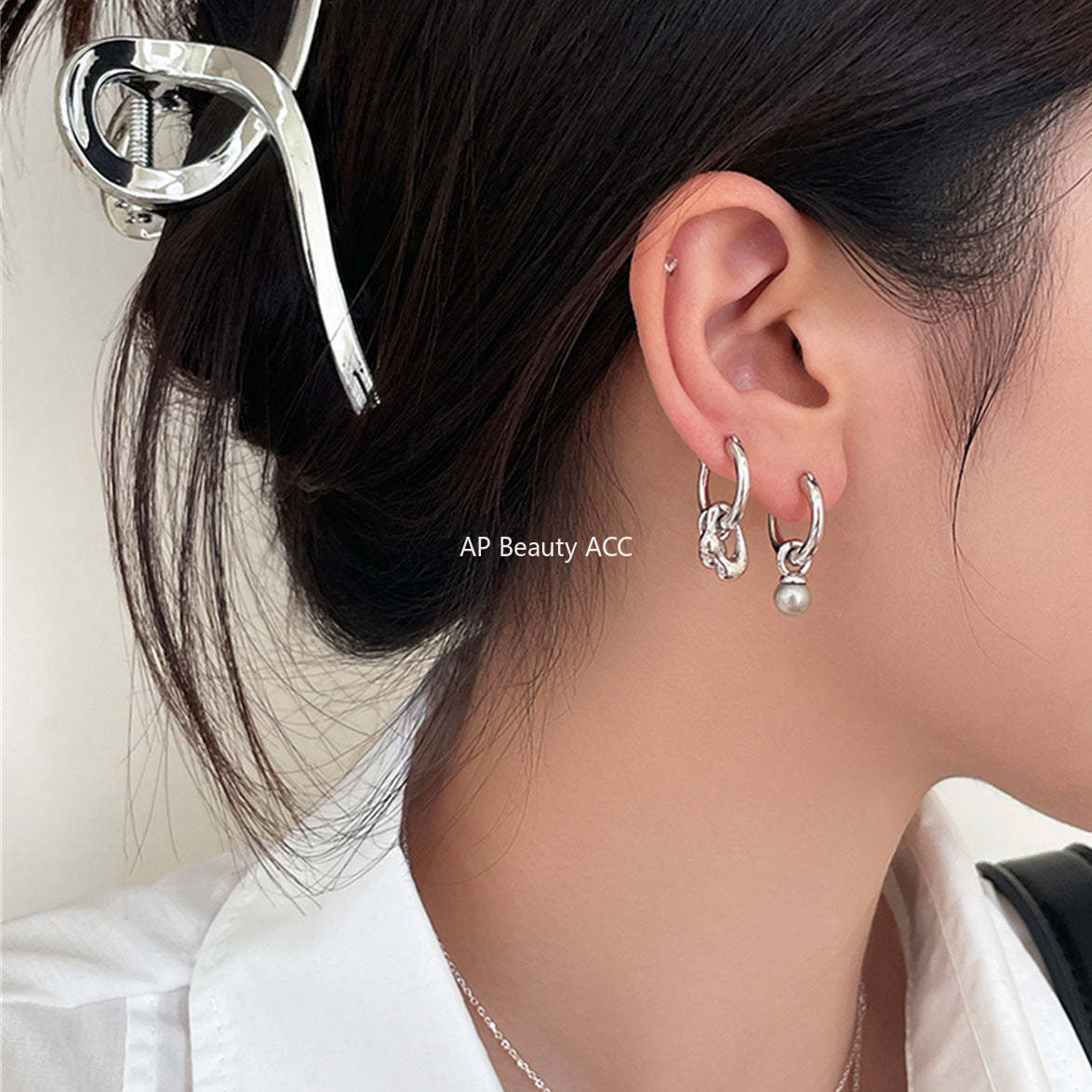 A관 - 비대칭 진주 디자인 925 은침 귀걸이 [EH-3763] 25.08-2