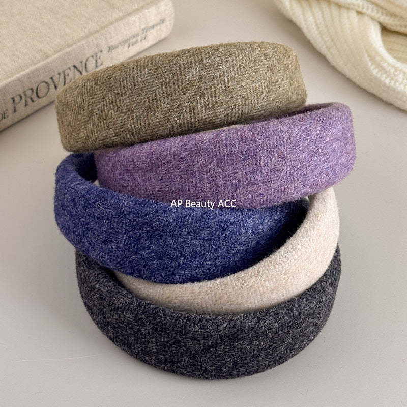 E관 - 울 모직 무지 와이드 볼륨 머리띠 [27650] 25.11-1