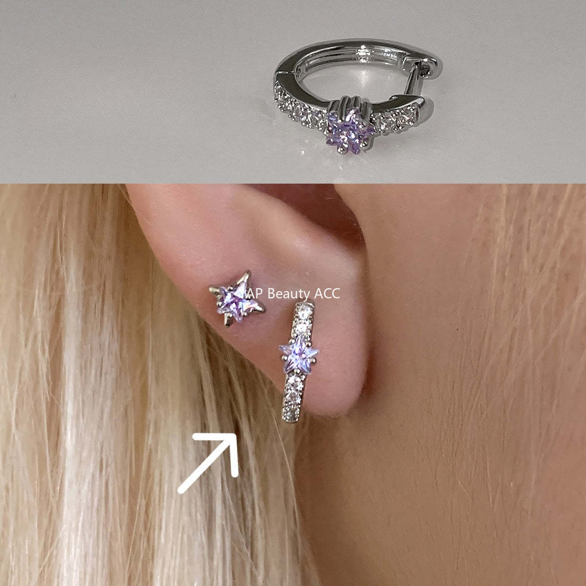 A관 - 투톤 하트 큐빅 티타늄 스틸 귀걸이 [EH-4331] 25.12-2