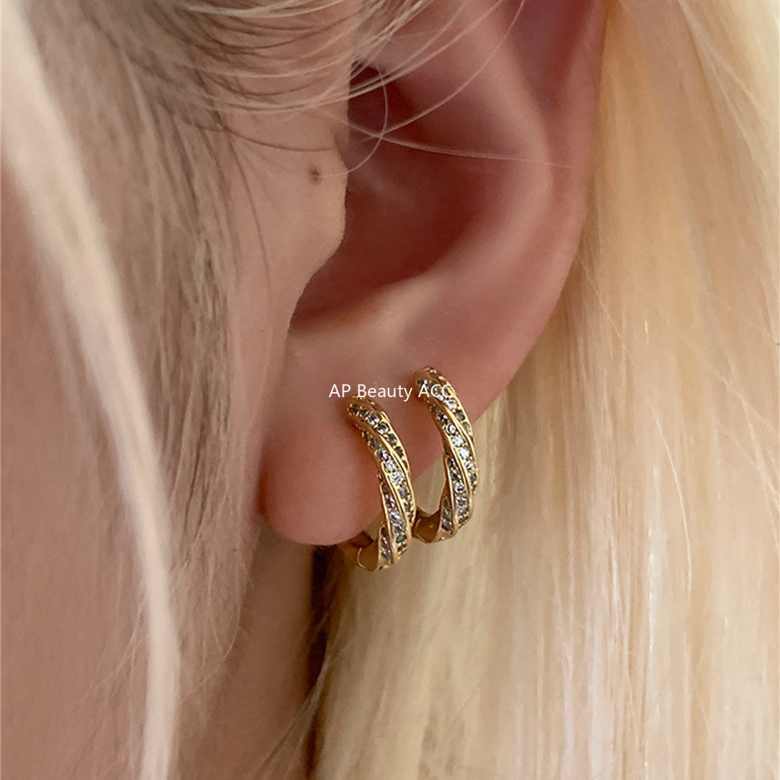 A관 - 925 은침 뫼비우스 큐빅 후프 귀걸이 [EH-4194] 25.10-3