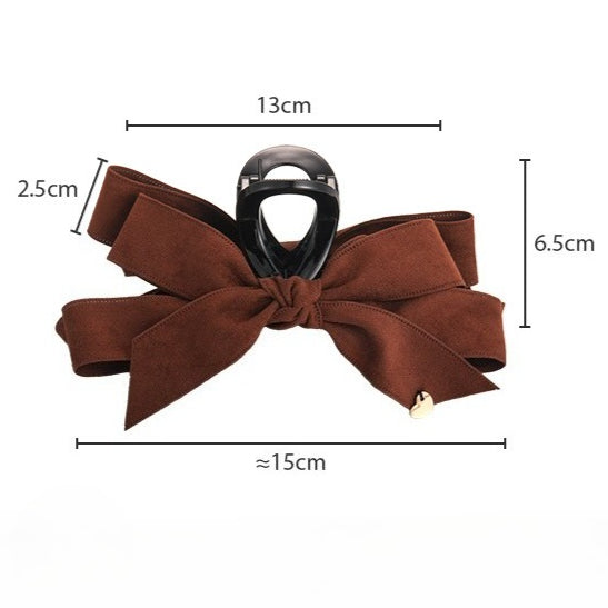 E관 - 벨벳 리본 골드 하트 포인트 대형 집게핀 [27560] 25.10-2