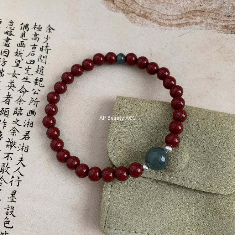 A관 - 925 실버 천연 자금사 비취 비즈 팔찌 [1636] 25.12-3