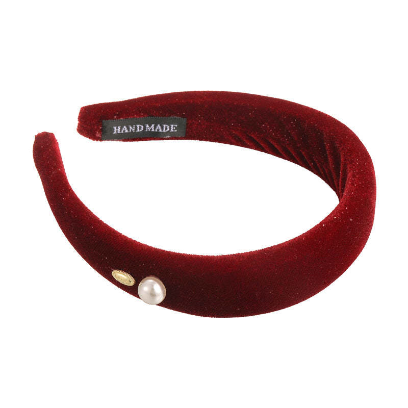 E관 - 벨벳 진주 메탈 플레이트 볼륨 머리띠 [27822] 25.12-3