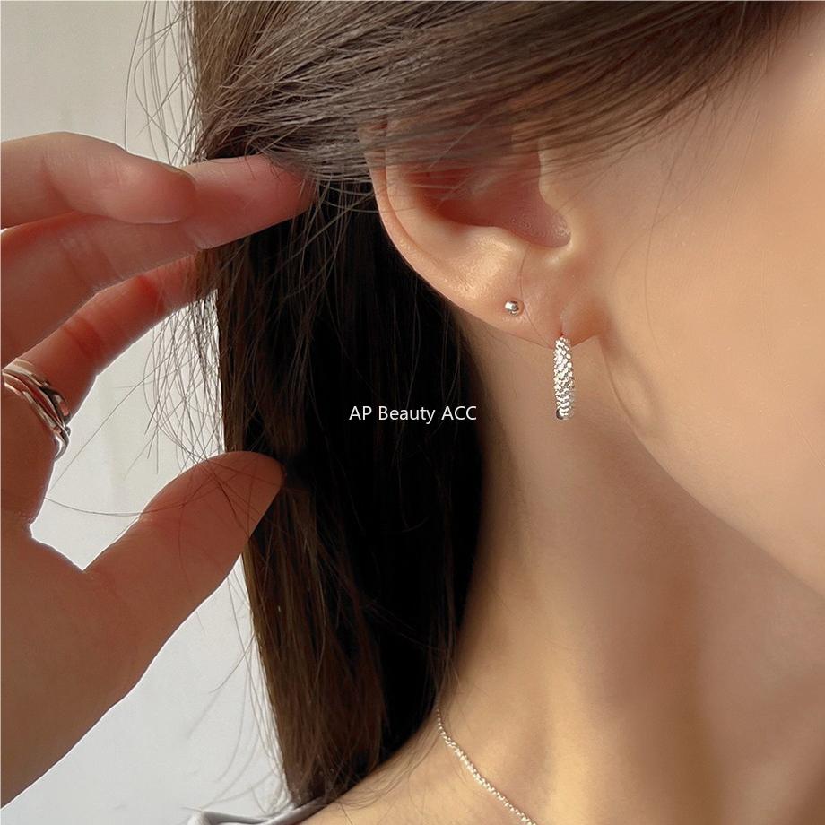 F관 - 925 실버 반짝이는 링형 귀걸이 [C1093] 25.10-4