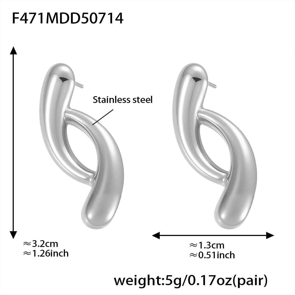 D관 - 18K 도금 물결 라인 투톤 스테인리스 스틸 귀걸이 [F471-F493] 25.07-3