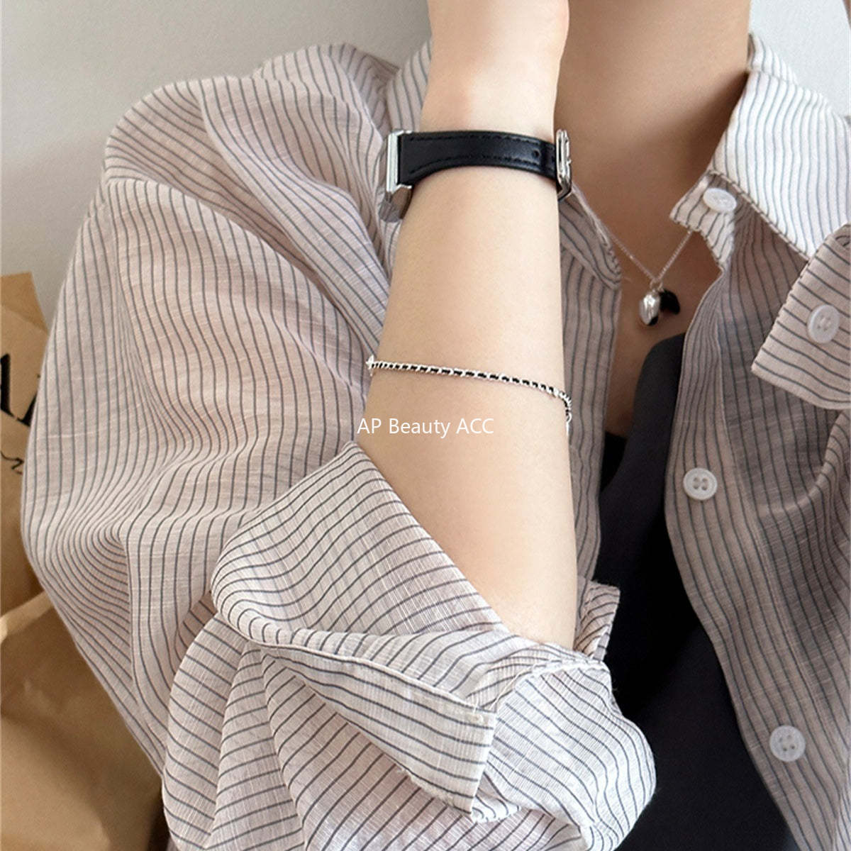 A관 - 925 실버 스마일 웨이브 체인 팔찌 [SL-482] 25.09-4