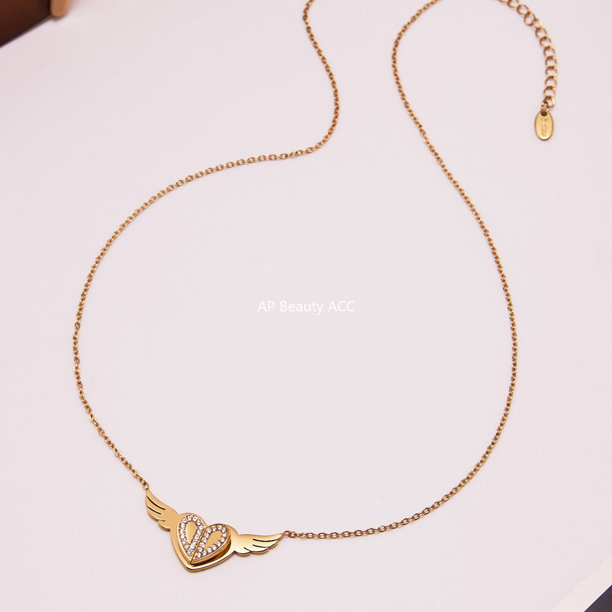 D관 - 스테인리스 스틸 큐빅 하트 엔젤 윙 펜던트 목걸이 [P1654] 25.10-3