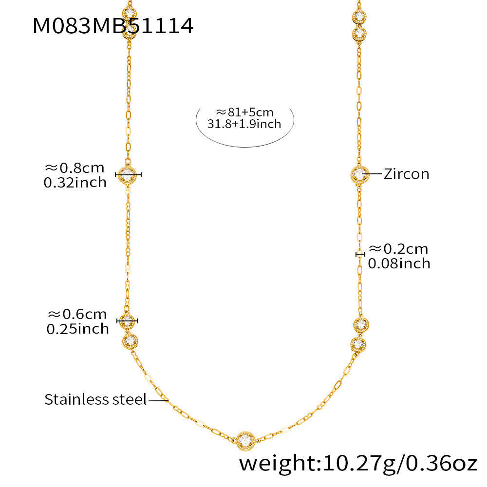 D관 - 프롱 큐빅 18K 도금 스테인리스 스틸 롱 목걸이 [M083] 25.11-3