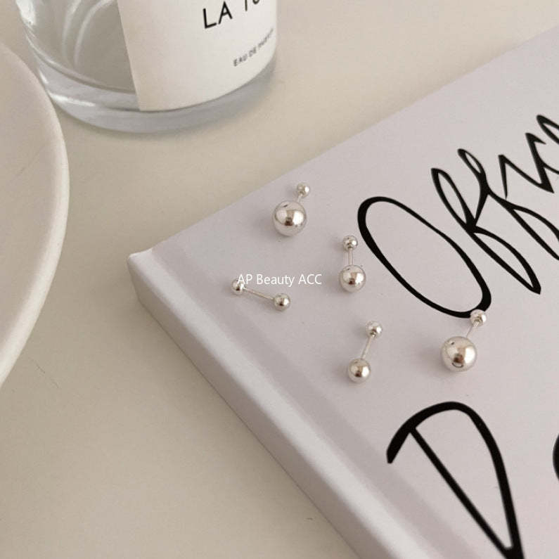 F관 - 925 실버 비즈 피어싱 귀걸이 [C876] 25.12-1