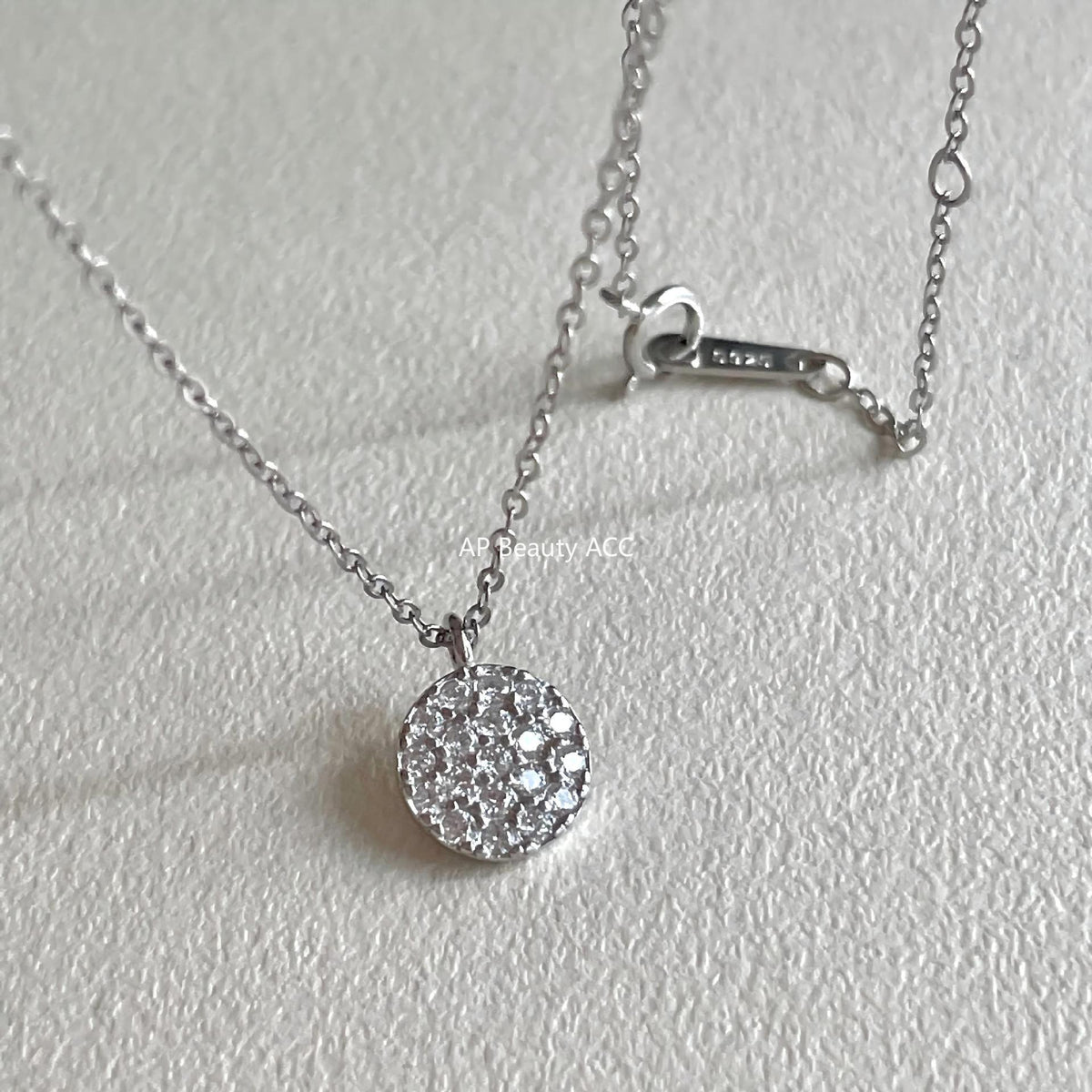F관 - 925 실버 풀큐빅 원형 펜던트 목걸이 [B1388] 25.11-4