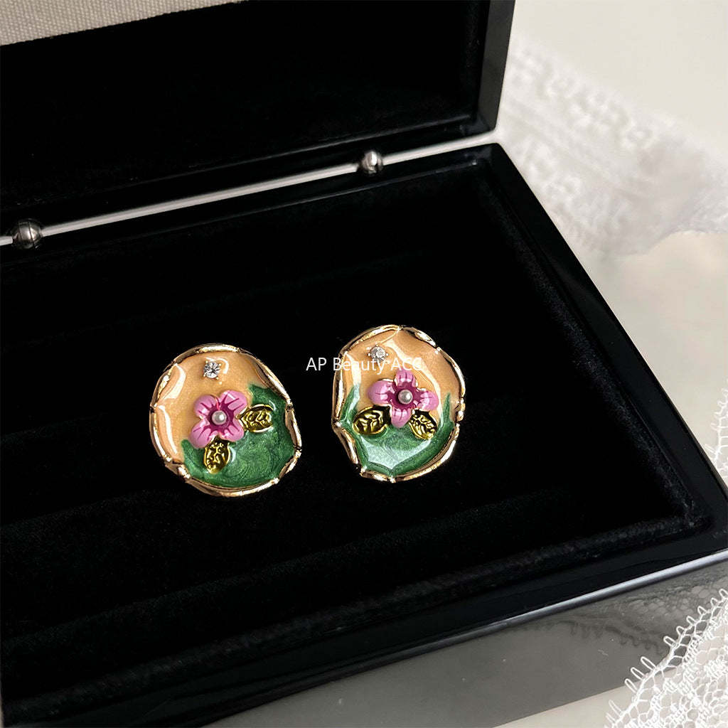 C관 - 복고풍 14K 도금 플라워 꽃 디자인 귀걸이 [4398] 24.06-4