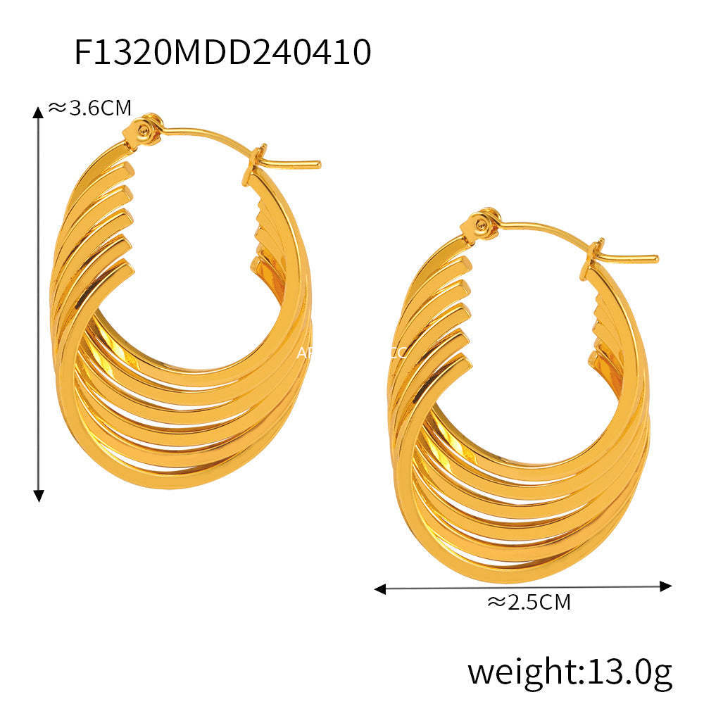 D관 - 티타늄 스틸 레트로 다층 오픈워크 기하학 귀걸이 [F1319-21-25-26] 24.04-3