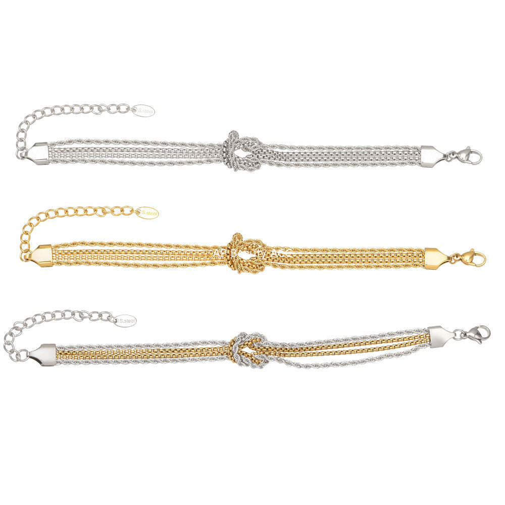 D관 - 스테인리스 스틸 18K 도금 매듭 체인 팔찌 [E151] 25.12-3