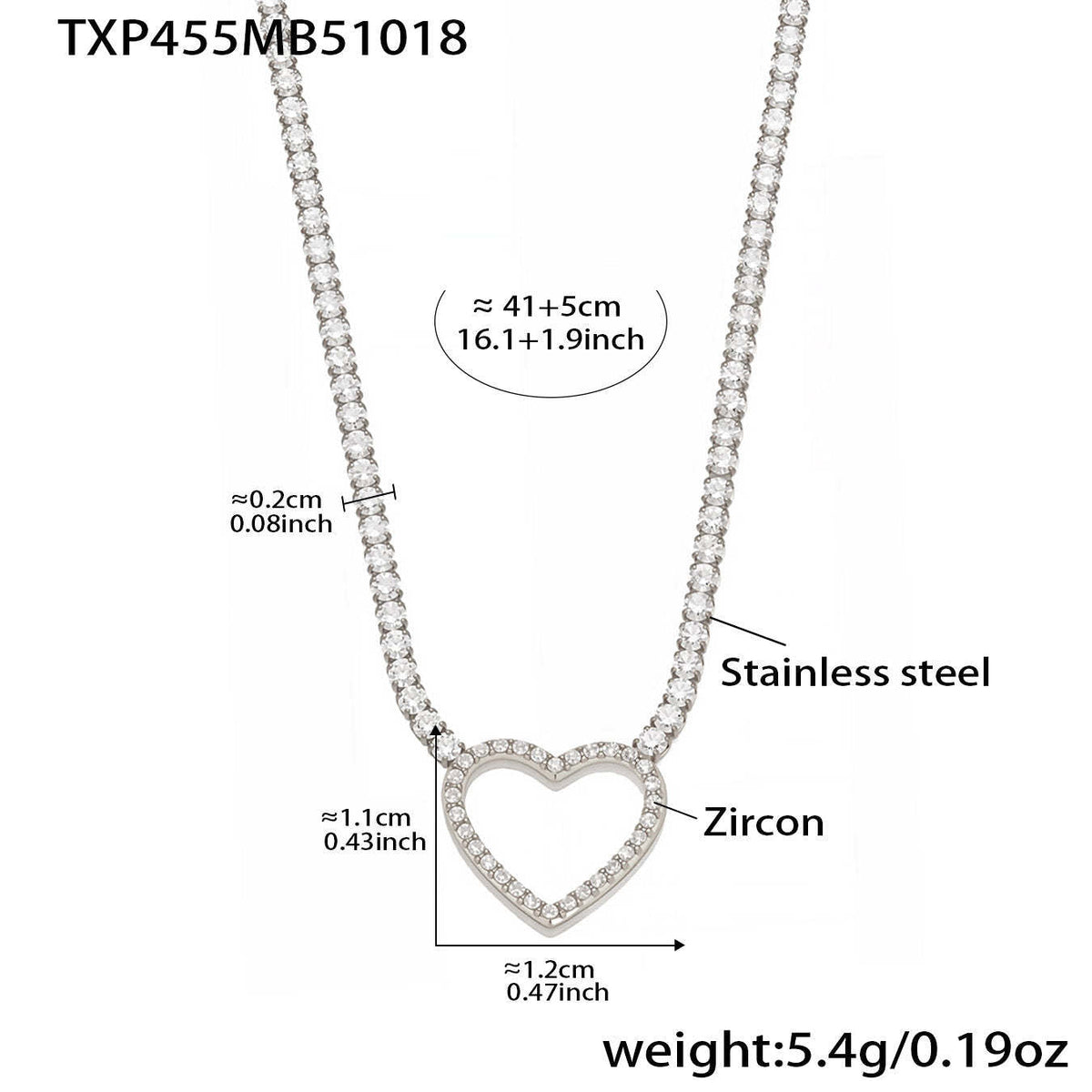 D관 - 스테인리스 스틸 풀큐빅 하트 체인 귀걸이 목걸이 팔찌 [TXP455] 25.10-4