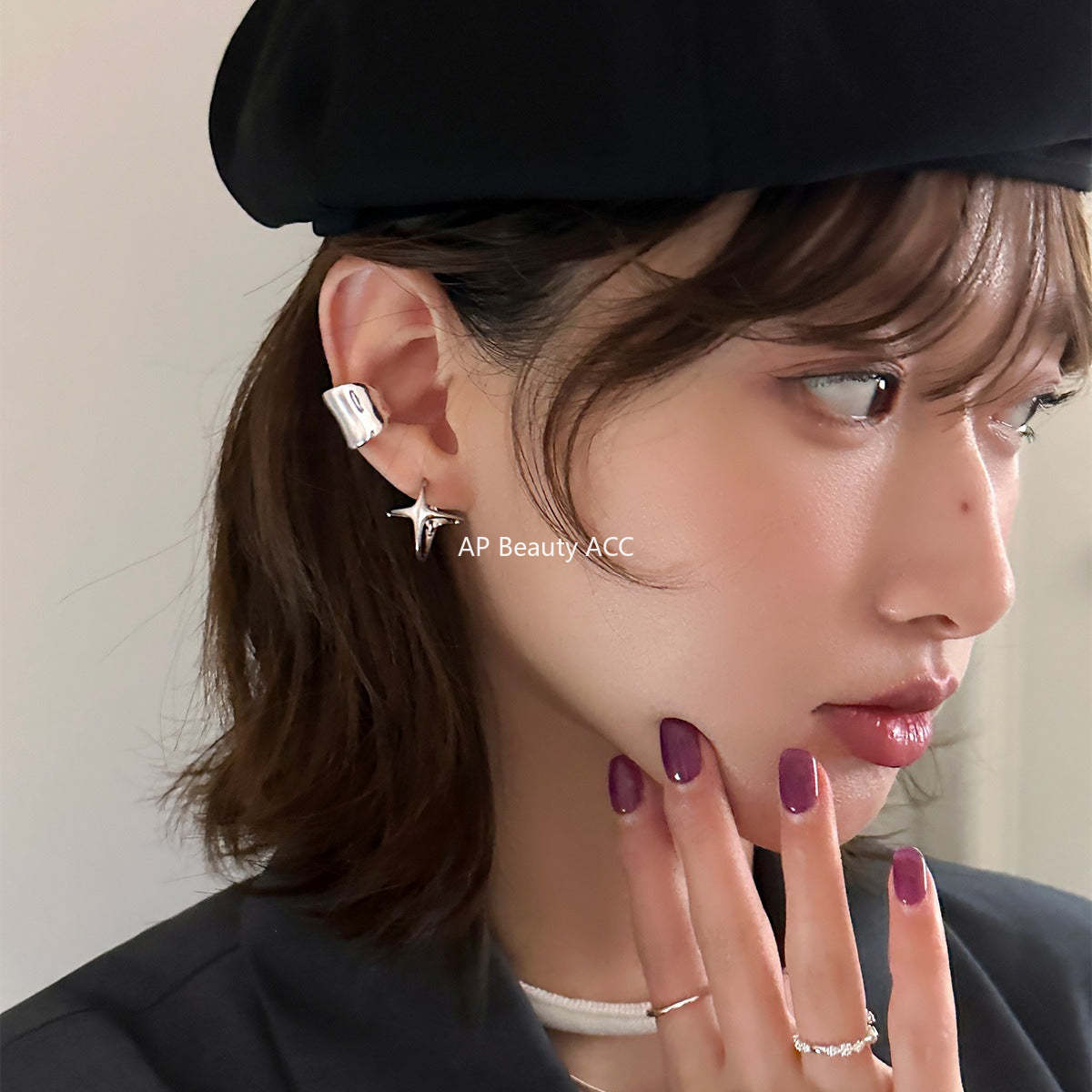 A관 - 사각별 링 디자인 귀찌 귀걸이 [EJ-58] 25.12-3