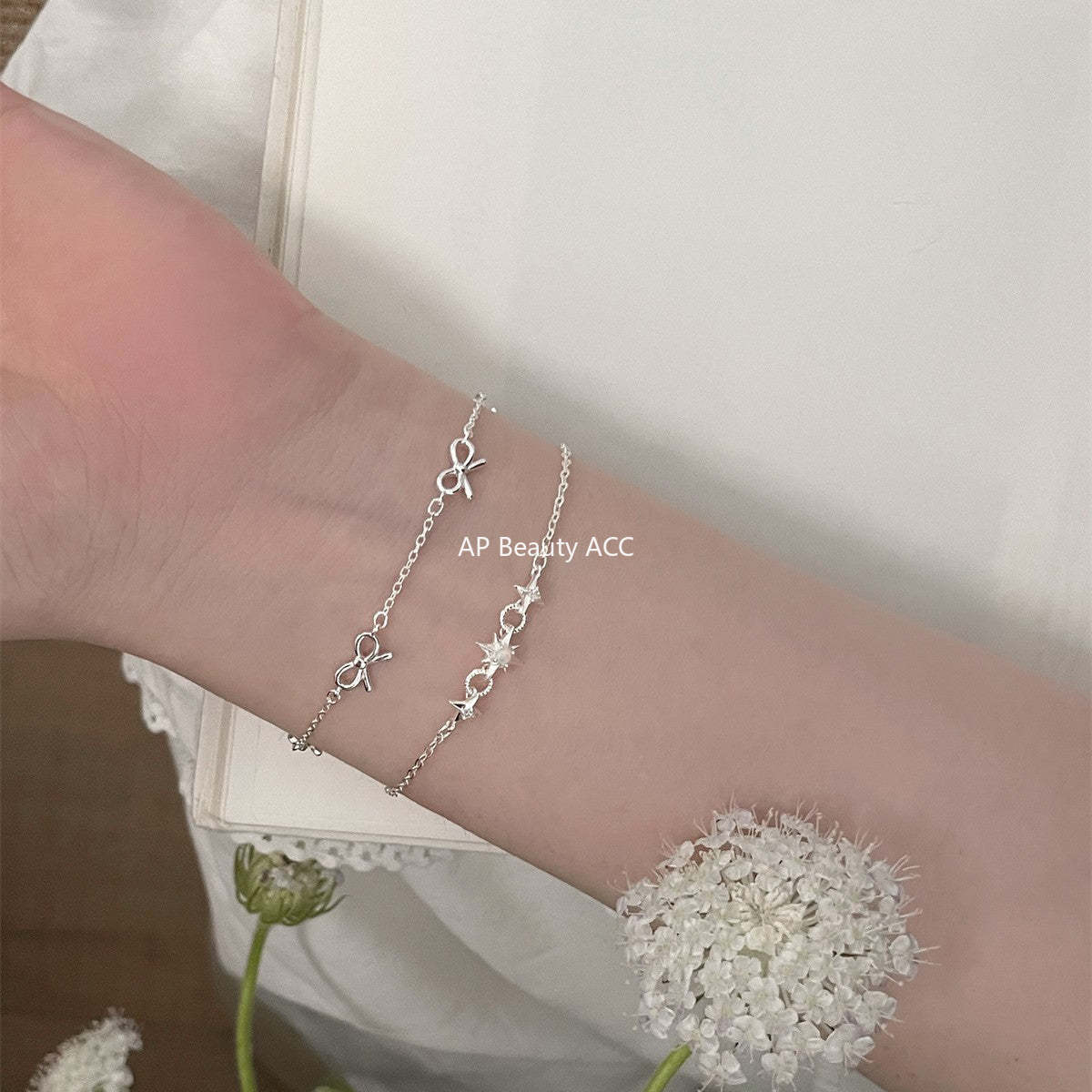 A관 - 925 실버 문스톤 팔각별 팔찌 [SL-477] 25.08-4