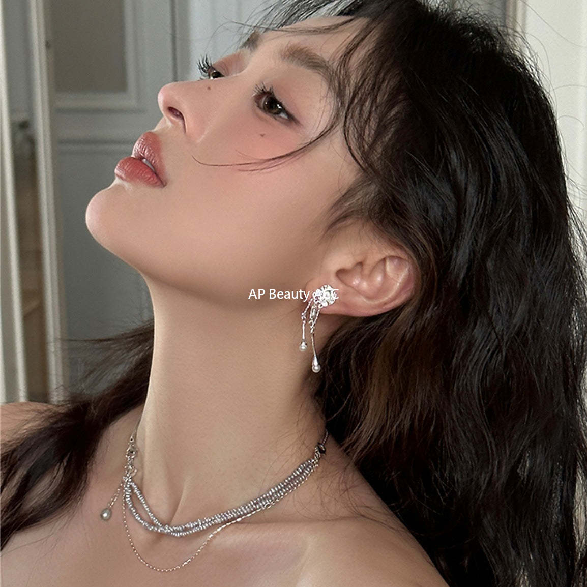 A관 - 925 은침 진주 플라워 언밸런스 드롭 귀걸이 [EH-3983] 25.10-2