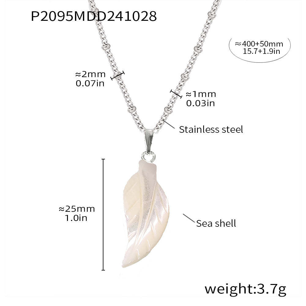 D관 - 화이트 쉘 비정형 펜던트 해양 감성 캐주얼 럭셔리 스테인리스 스틸 목걸이 [P2094-P2095] 24.11-1
