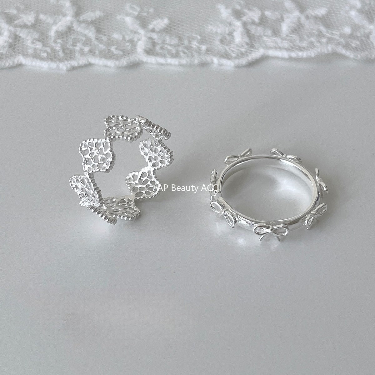 A관 - 925 실버 레이스 리본 디자인 오픈형 반지 [JZ-0726] 25.11-1