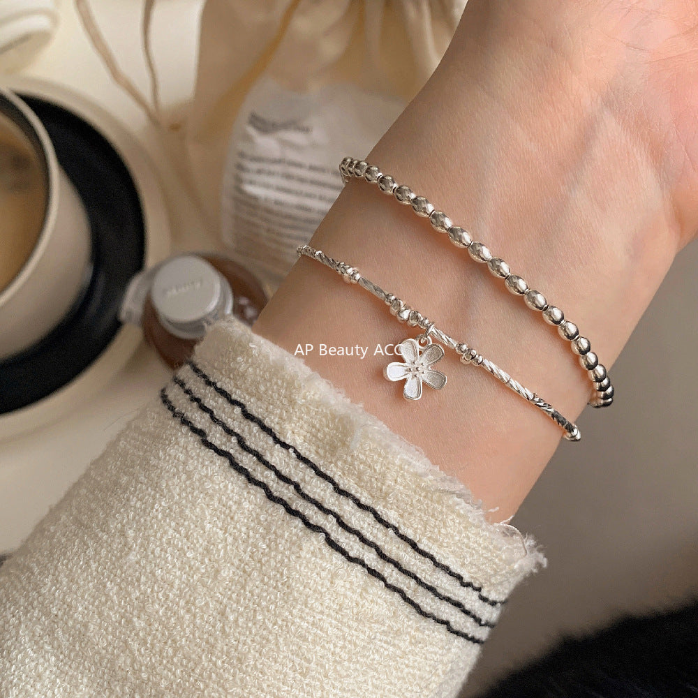 A관 - 925 실버 조각 플라워 대나무 마디 디자인 팔찌 목걸이 [1537-1538] 25.11-2