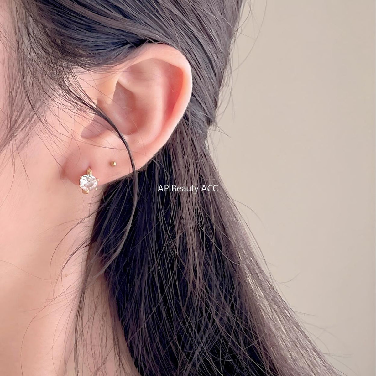 F관 - 925 실버 큐빅 후프 링 귀걸이 [C1414] 25.11-3