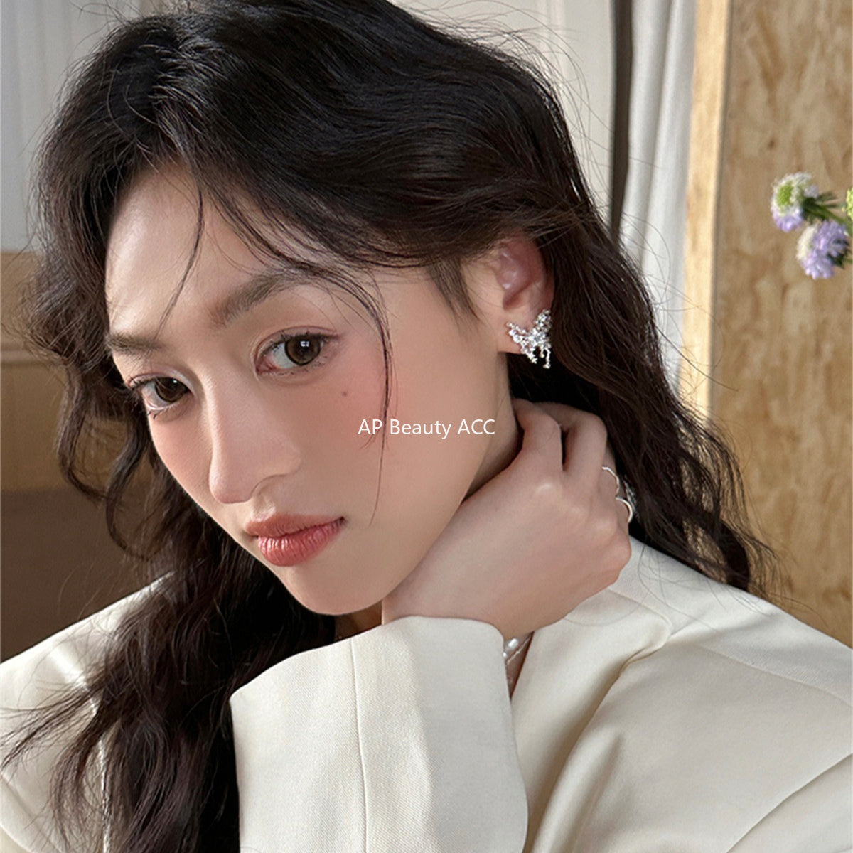 A관 - 블링블링 큐빅 진주 나비 모양 귀걸이 [EH-4146] 25.10-1