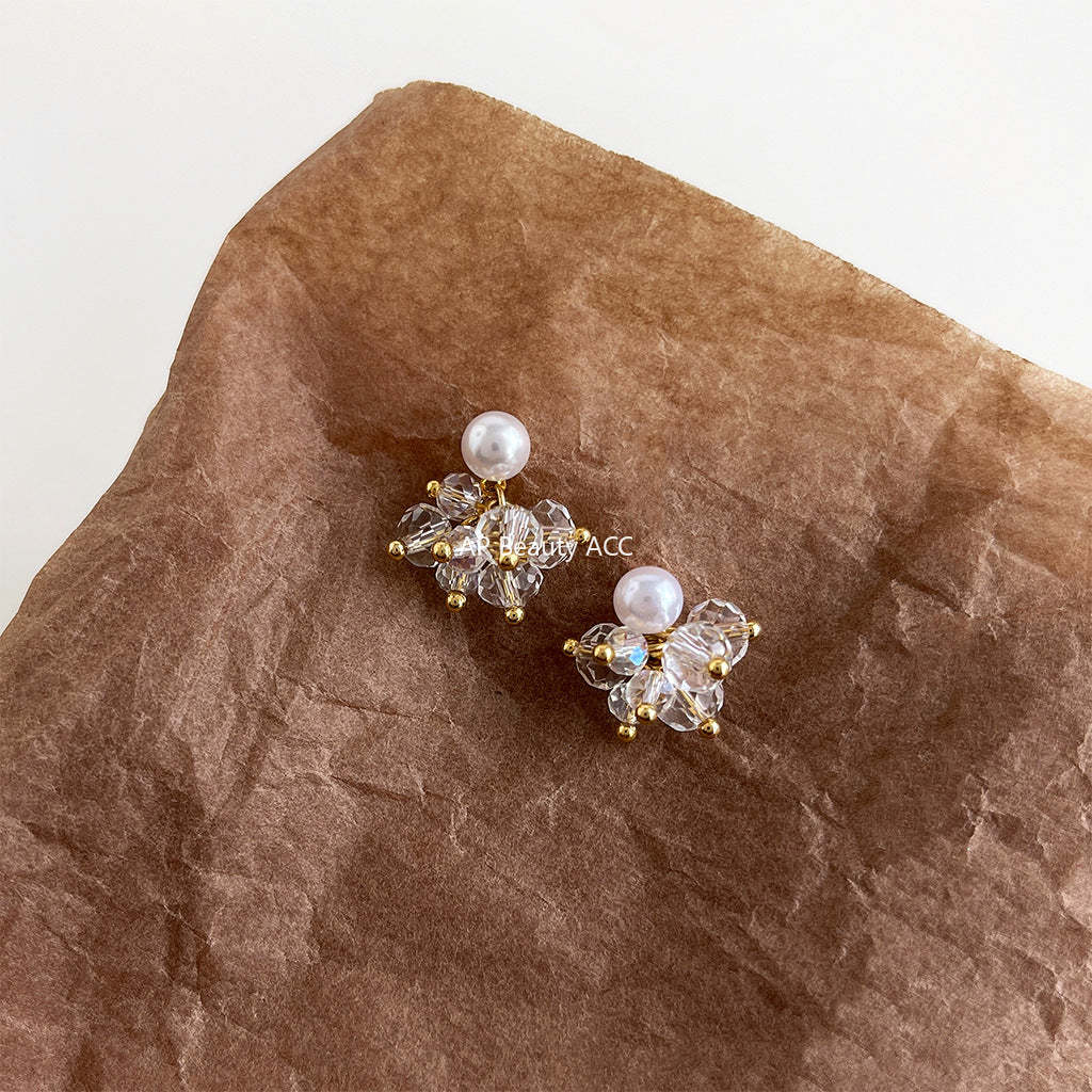 C관 - 유리 크리스탈 고급스러운 수공예 디테일 14K 도금 귀걸이 [4388] 24.06-4