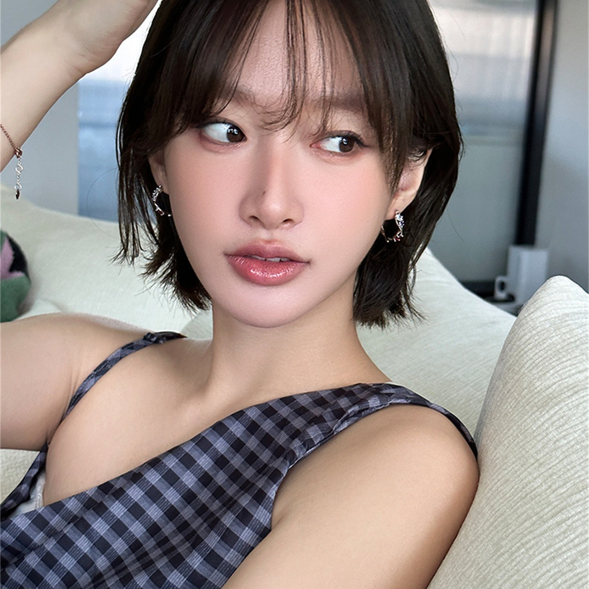 A관 - 925 은침 컬러 큐빅 링 귀걸이 [EH-4027] 25.10-2