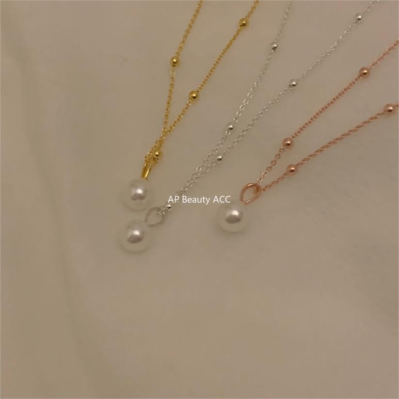 F관 - 포인트 진주 디자인 925 실버 목걸이 [B1166] 25.08-2