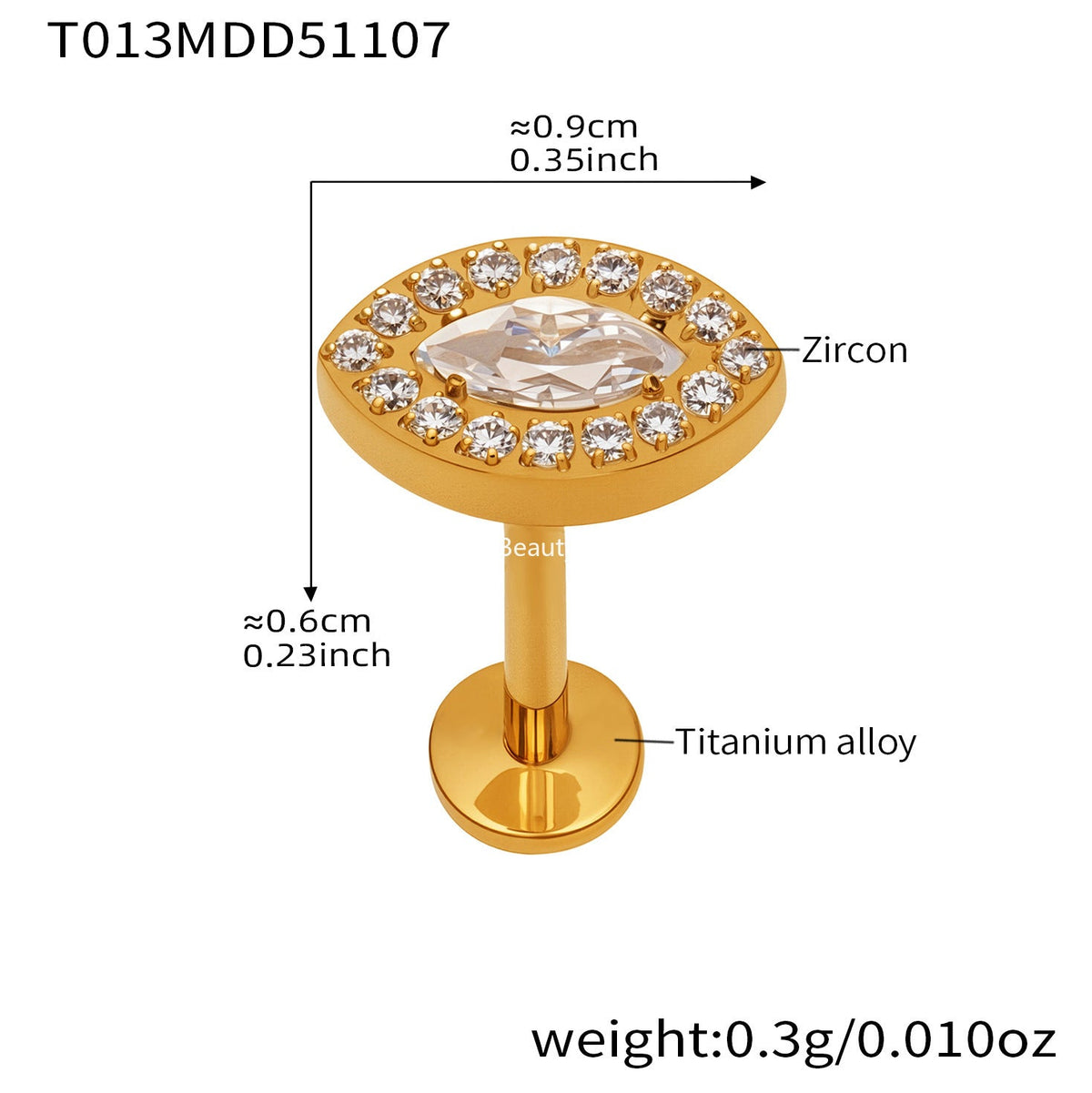 D관 - 티타늄 합금 스틸 입술용 단품 피어싱 [T009] 25.11-2