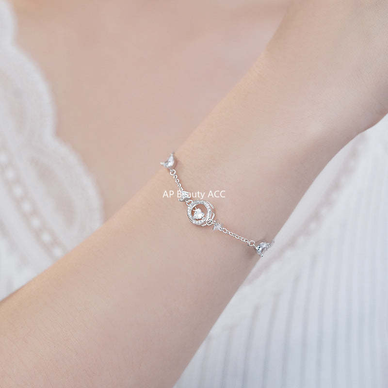 B관 - 999 실버 원형 하트 큐빅 팔찌 [YC5132SL_1] 25.10-2