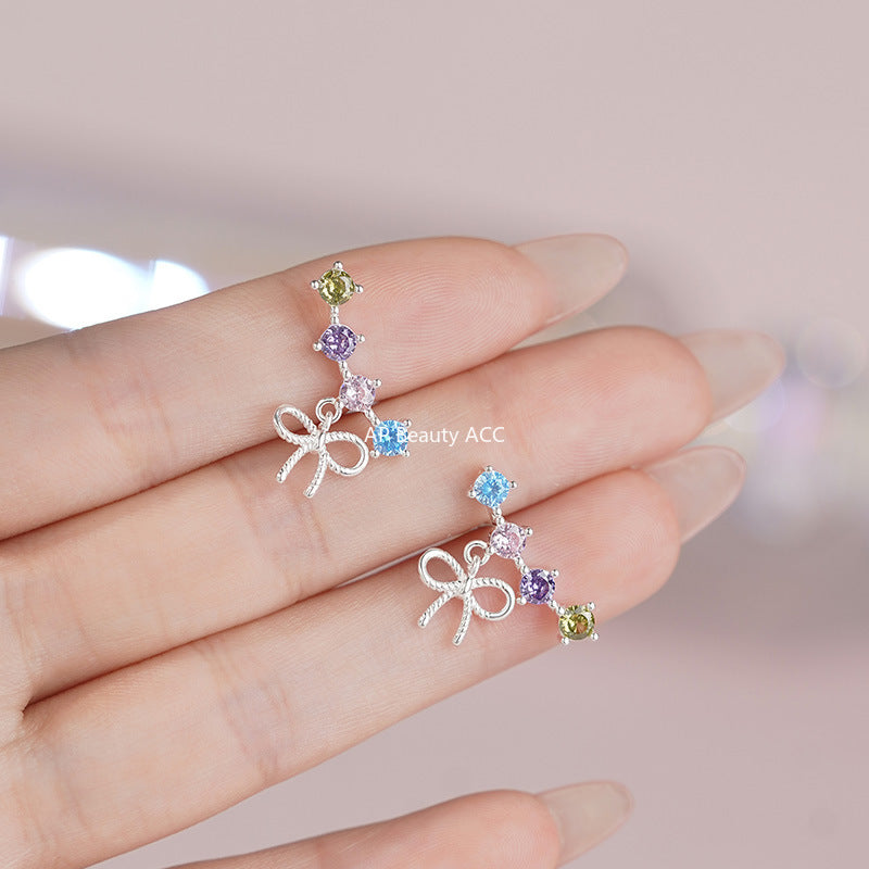 B관 - 925 실버 리본 컬러 큐빅 귀걸이 [YC2033E_2] 25.10-2