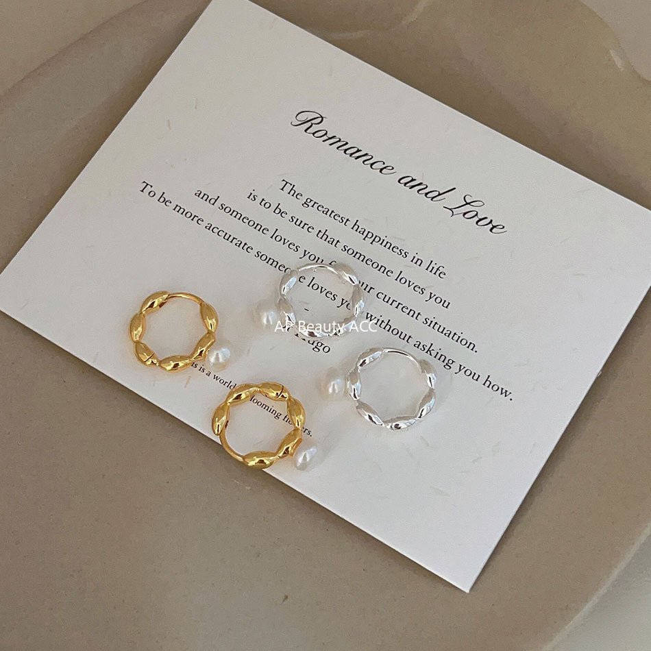 F관 - 925 실버 진주 올리브 링 귀걸이 [C1242] 25.10-2