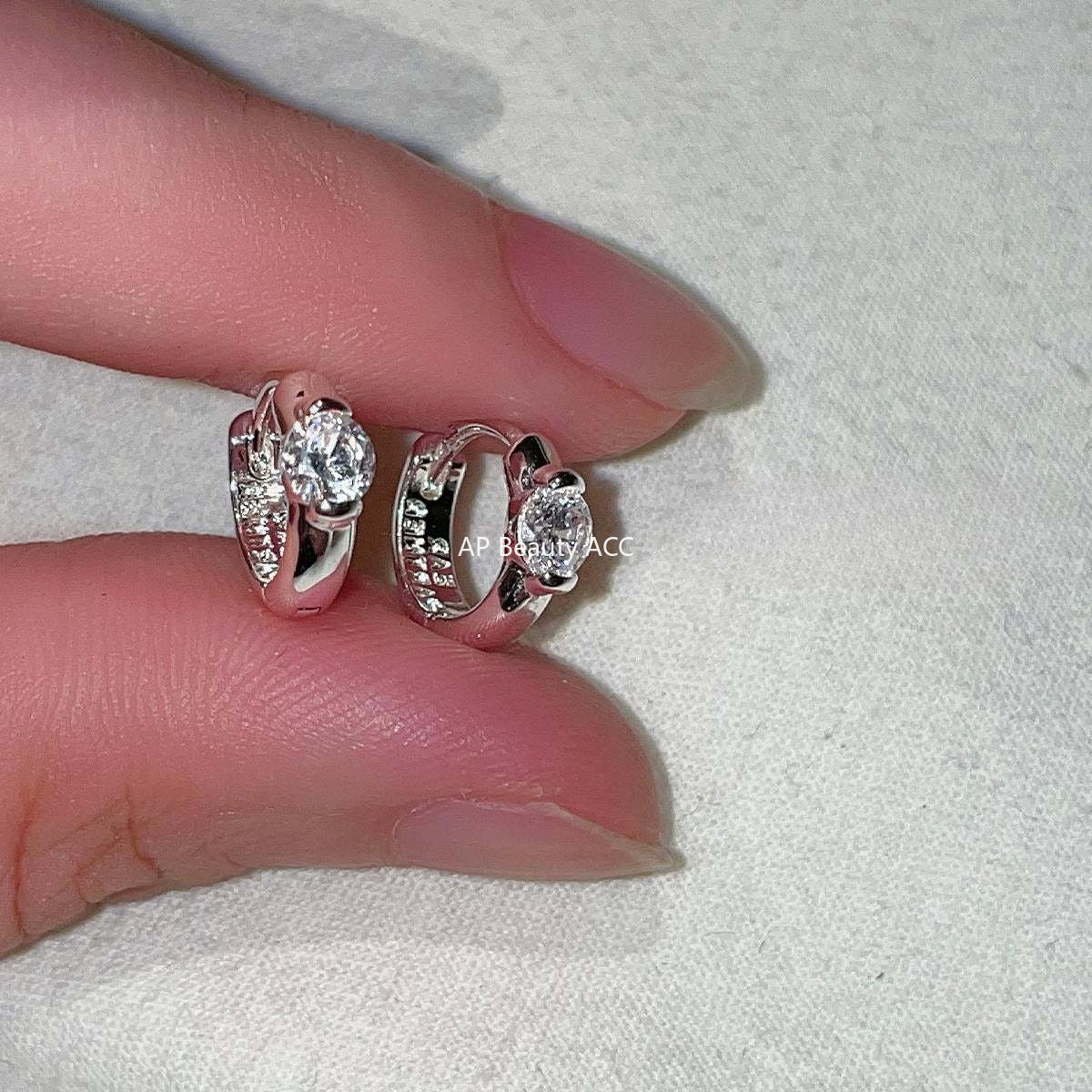 A관 - 원형 큐빅 925 은침 링 귀걸이 [EH-3522.SJ] 25.12-2