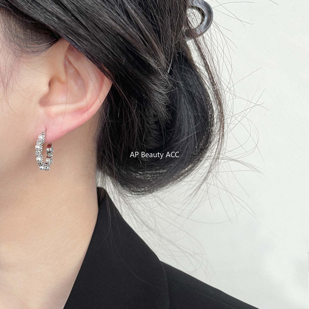 C관 - 개성 있는 로즈 기하학 은침 인스타 귀걸이 [3771] 24.04-3