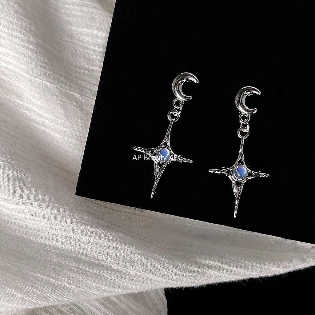 C관 - 별 달 디자인 인스타 감성 유니크 실버 롱 귀걸이 [B-590] 24.03-3