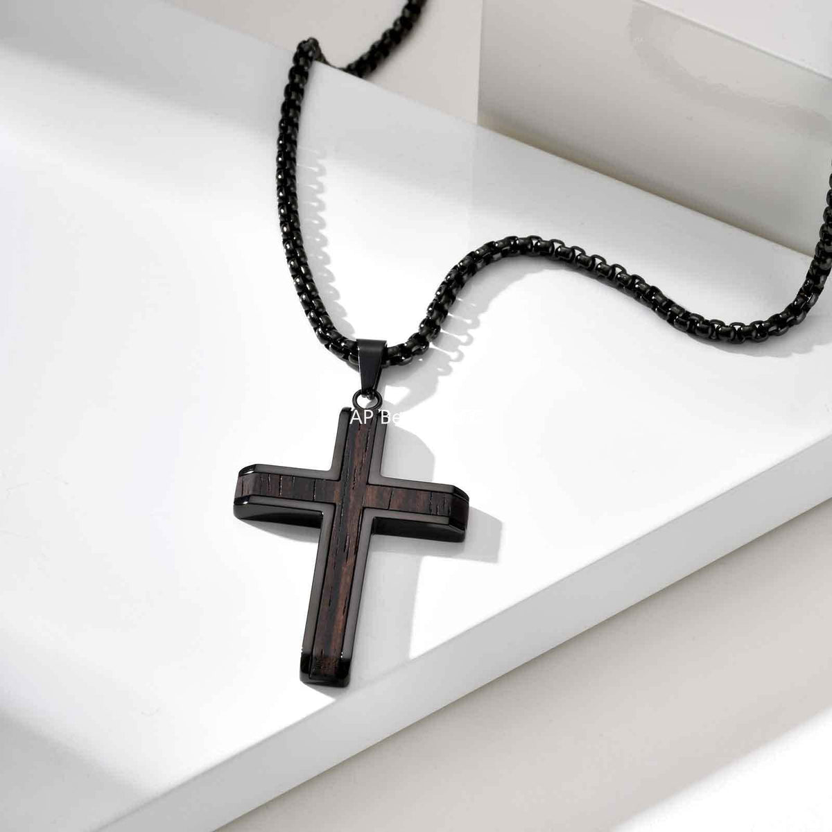 G관 - 흑단 유광 심플 십자가 펜던트 목걸이 [PN-2209] 25.10-4