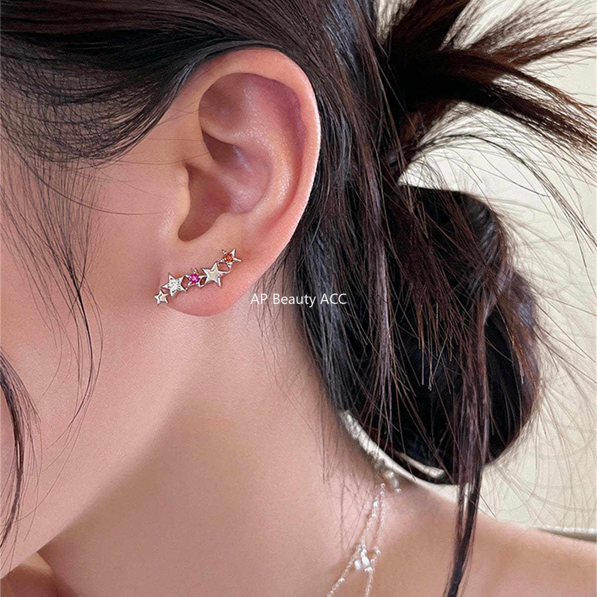 A관 - 925 은침 컬러 큐빅 별 귀걸이 [EH-4028] 25.10-2