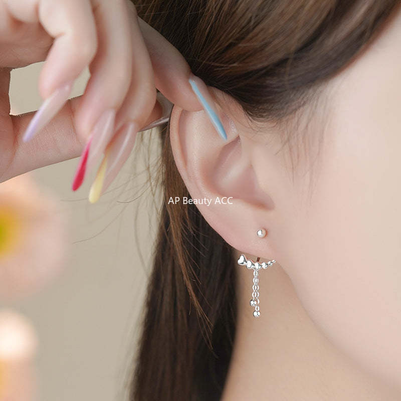 B관 - 999 실버 하트 U형 드롭 피어싱 귀걸이 [YC7510E_1] 25.07-4