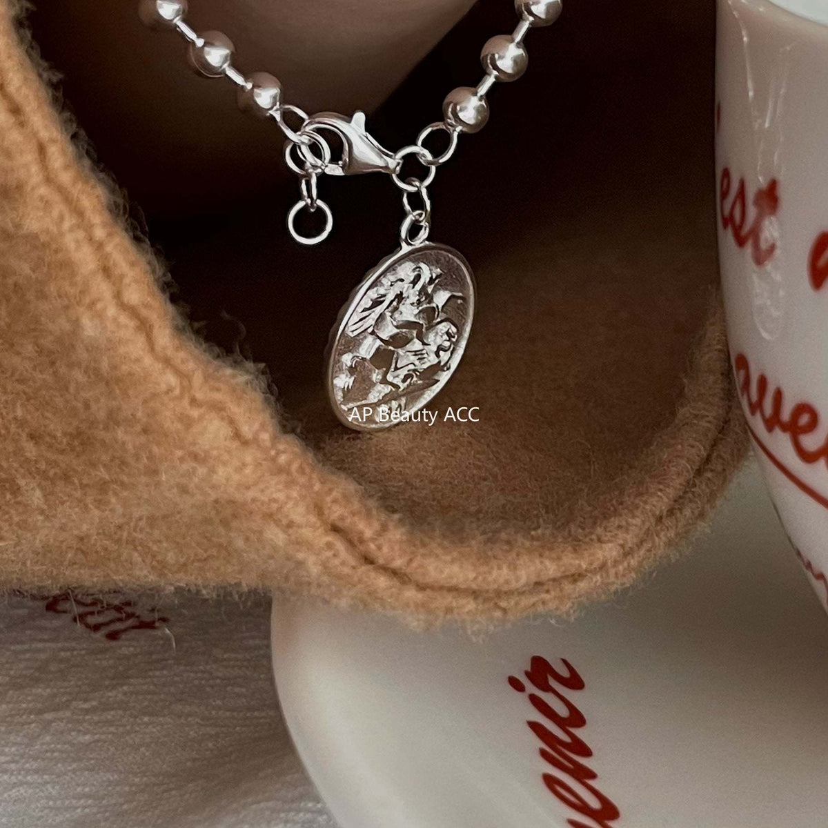 F관 - 925 실버 코인 펜던트 비즈 체인 팔찌 [A162] 25.12-1