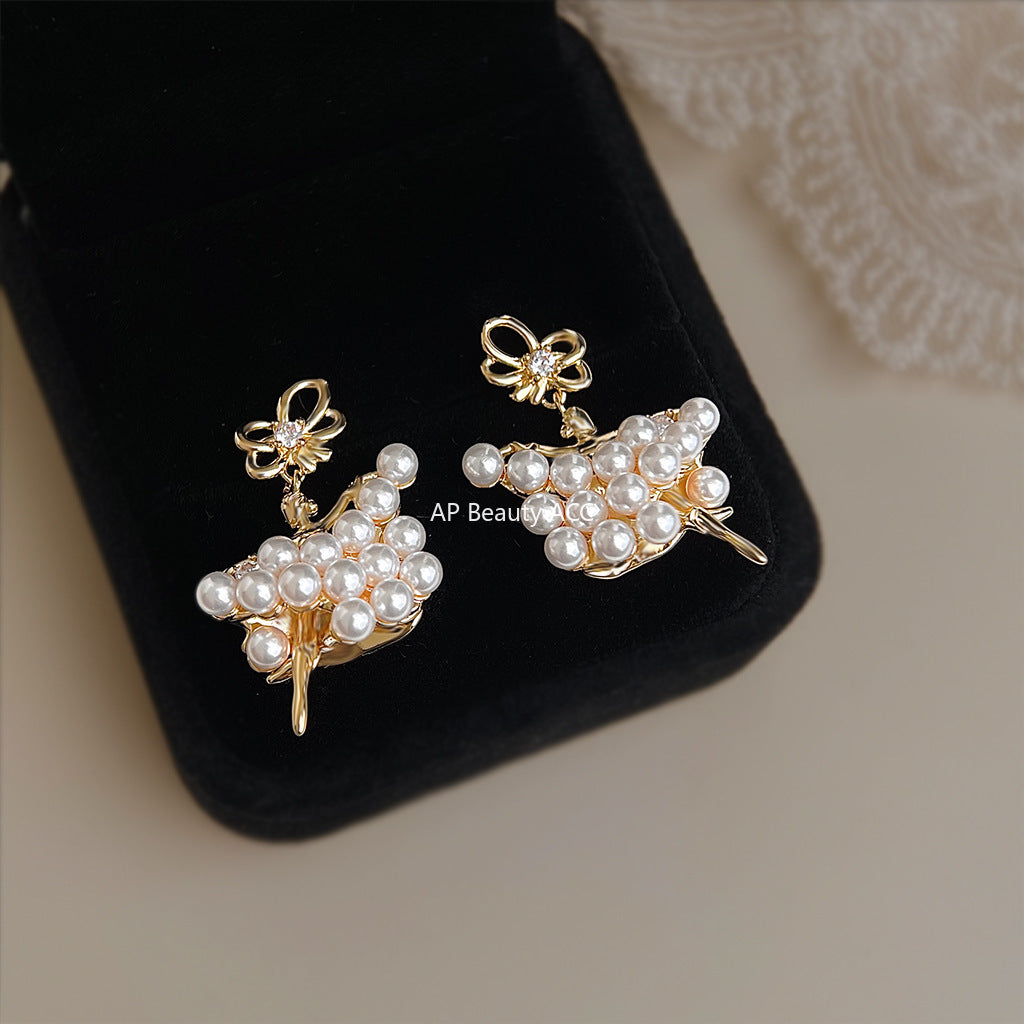 C관 - 925 은침 진주 발레 소녀 디자인 귀걸이 [6848] 25.10-3